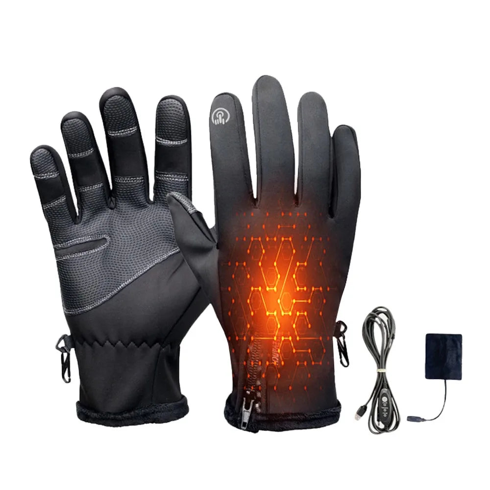 Creative Winter USB Heated Gloves Waterproof Adjustable Touchscreen Gloves Reusable Warm Rechargeable Gloves