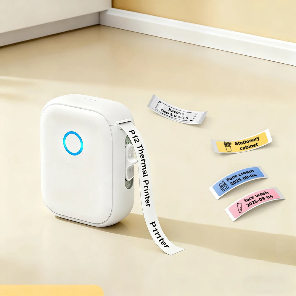 Marklife P12 Label Printer Bluetooth Wireless Thermal Printer Mini Portable Sticker No Ink Label Maker or 1PK Continues Labels