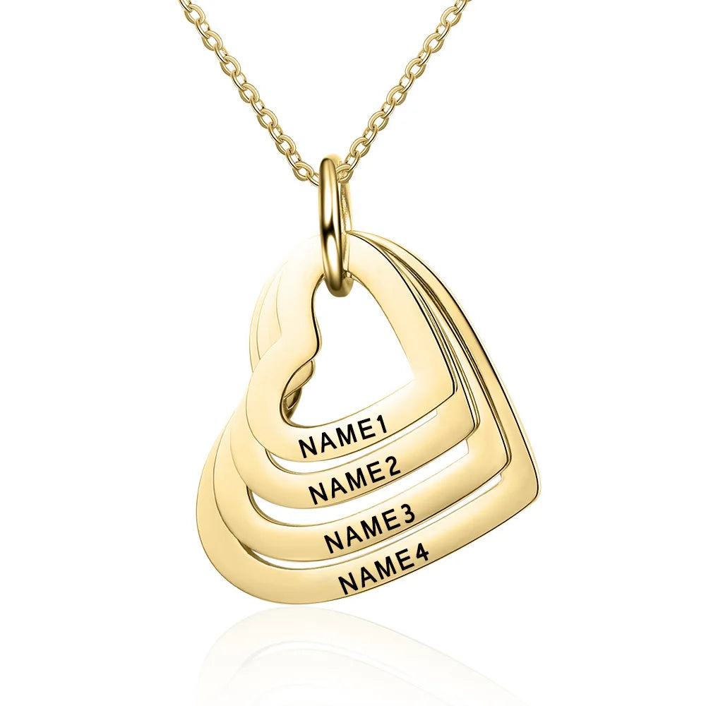 Personalized Heart Pendant Engraved Name Necklace For Lover Family