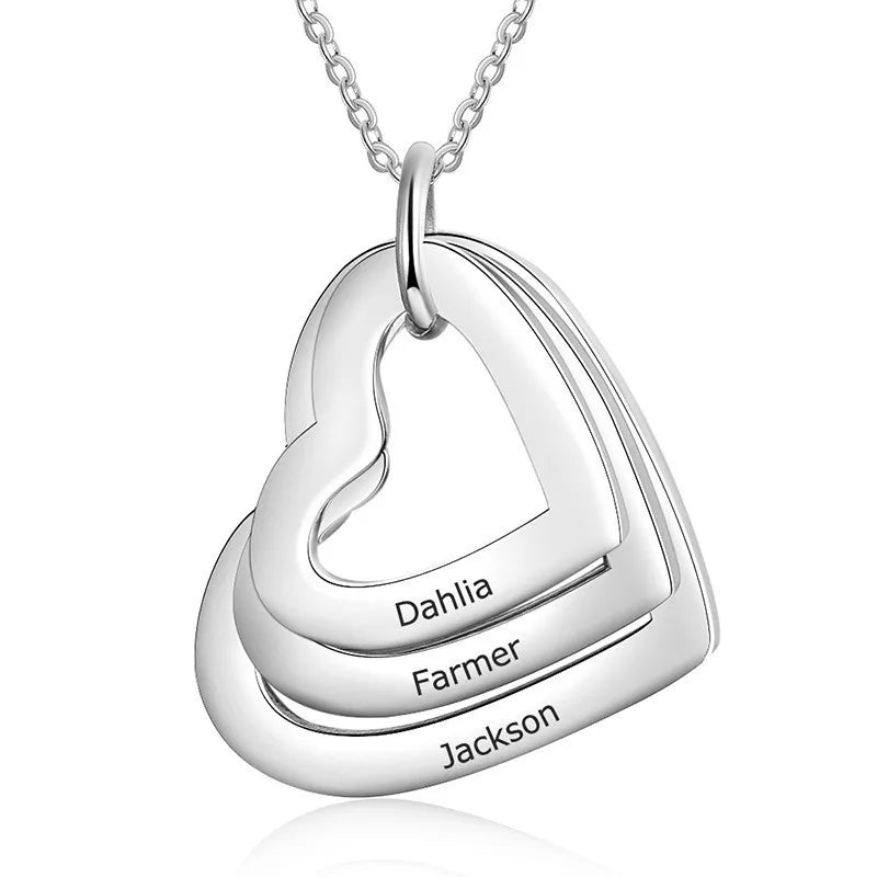 Personalized Heart Pendant Engraved Name Necklace For Lover Family