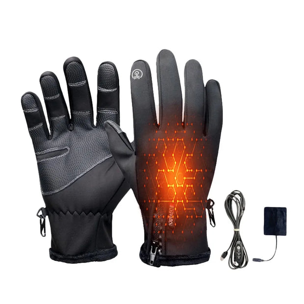 Creative Winter USB Heated Gloves Waterproof Adjustable Touchscreen Gloves Reusable Warm Rechargeable Gloves