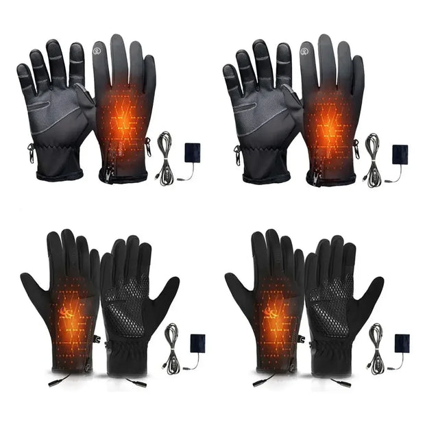 Creative Winter USB Heated Gloves Waterproof Adjustable Touchscreen Gloves Reusable Warm Rechargeable Gloves