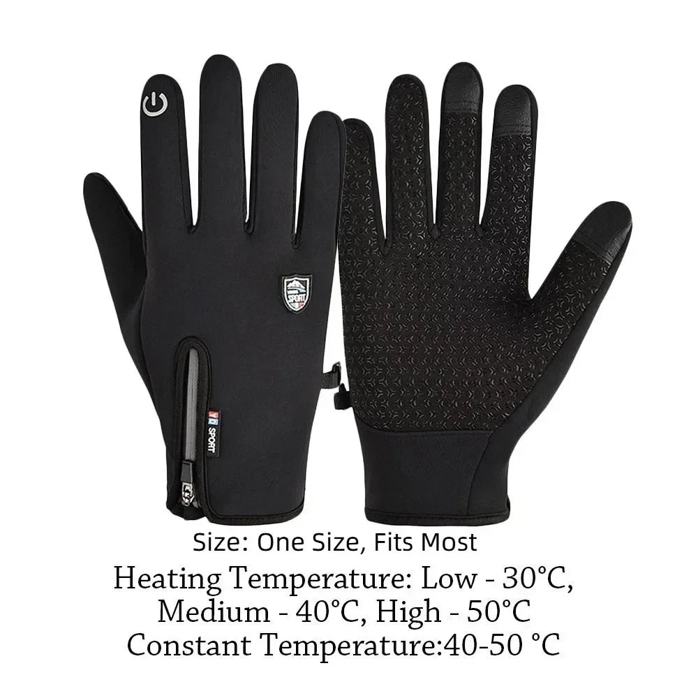 Creative Winter USB Heated Gloves Waterproof Adjustable Touchscreen Gloves Reusable Warm Rechargeable Gloves
