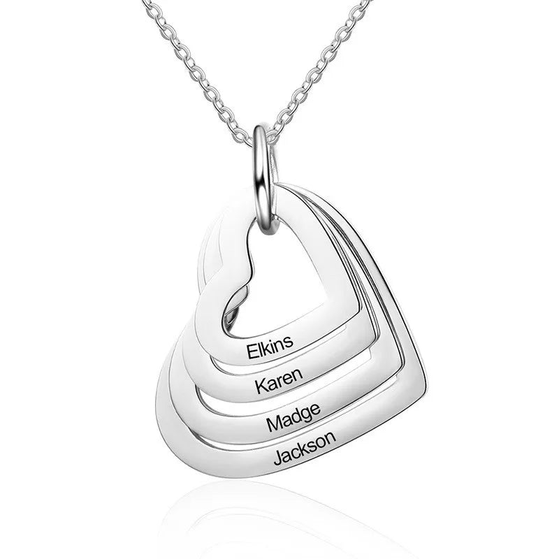 Personalized Heart Pendant Engraved Name Necklace For Lover Family
